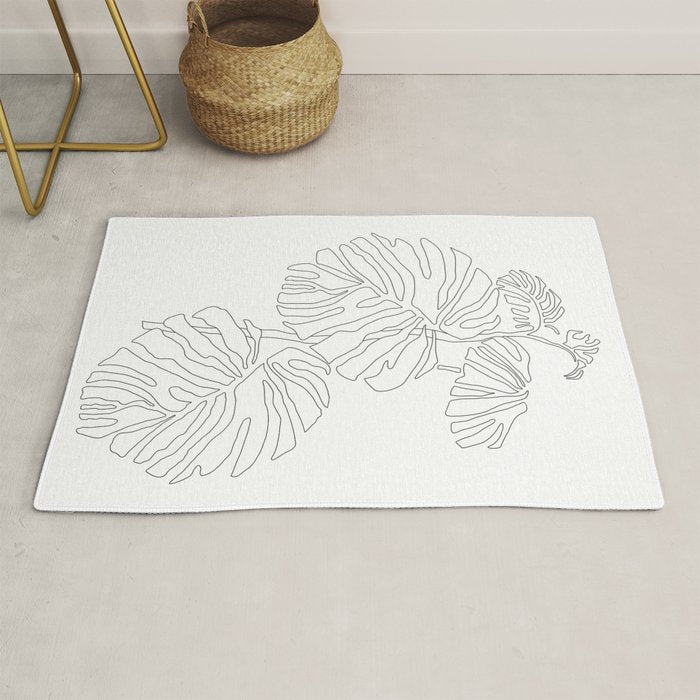 Monstera Leaf Line Drawing Rug Gallery Image 1