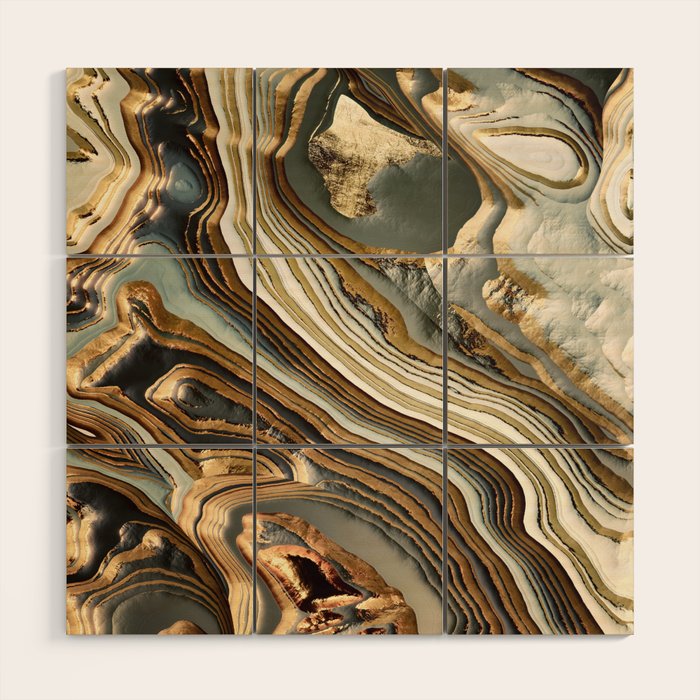 White Gold Agate Abstract Wood Wall Art Gallery Image 1