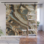 White Gold Agate Abstract Wall Mural Gallery Image 1