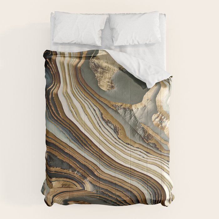 White Gold Agate Abstract Comforter Gallery Image 6