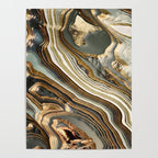 White Gold Agate Abstract Poster Gallery Image 4