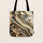 White Gold Agate Abstract Tote Bag Gallery Image 1