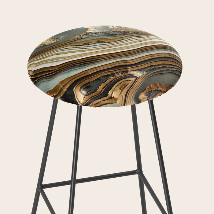 White Gold Agate Abstract Stool Gallery Image 2