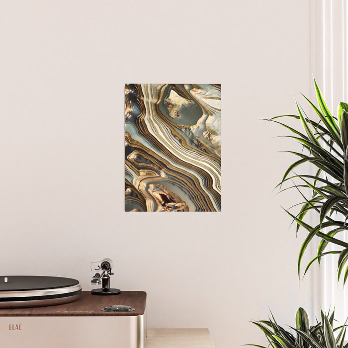 White Gold Agate Abstract Poster Gallery Image 2