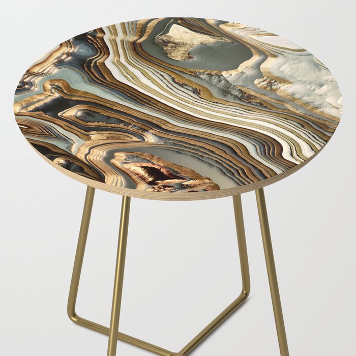 White Gold Agate Abstract Side Table Gallery Image 2