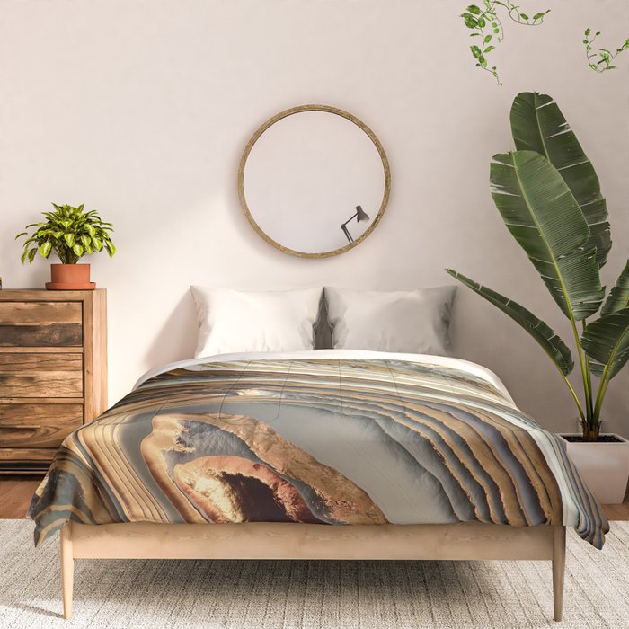 White Gold Agate Abstract Comforter Gallery Image 3