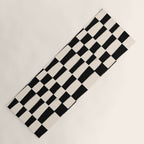 Wave Checks: Noir Black Handpainted Pattern Yoga Mat Gallery Image 1