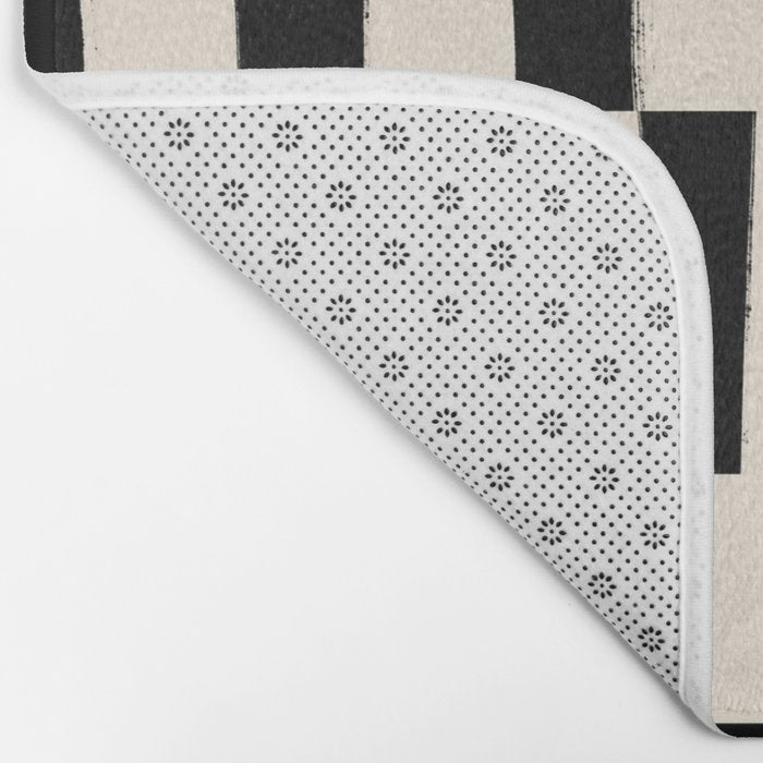 Wave Checks: Noir Black Handpainted Pattern Bath Mat Gallery Image 2