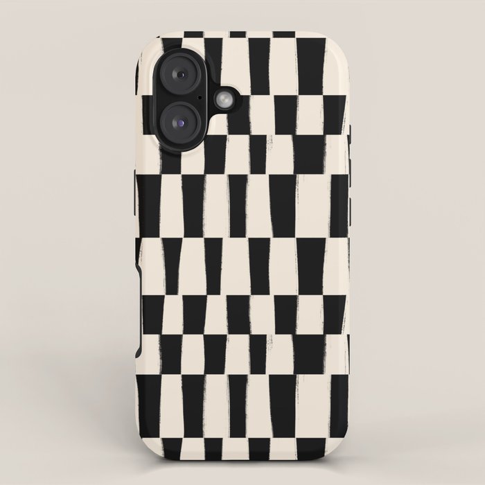 Wave Checks: Noir Black Handpainted Pattern iPhone Case Gallery Image 1