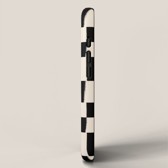 Wave Checks: Noir Black Handpainted Pattern iPhone Case Gallery Image 2