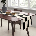 Wave Checks: Noir Black Handpainted Pattern Table Runner Gallery Image 2