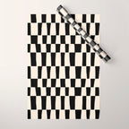 Wave Checks: Noir Black Handpainted Pattern Wrapping Paper Gallery Image 1