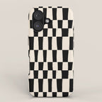 Wave Checks: Noir Black Handpainted Pattern iPhone Case Gallery Image 1