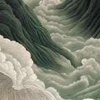 Japanese Wall Art Anime Poster Sage Green Wabi Sabi Painting Mountain Wall Art Coffee Mug Gallery Image 2