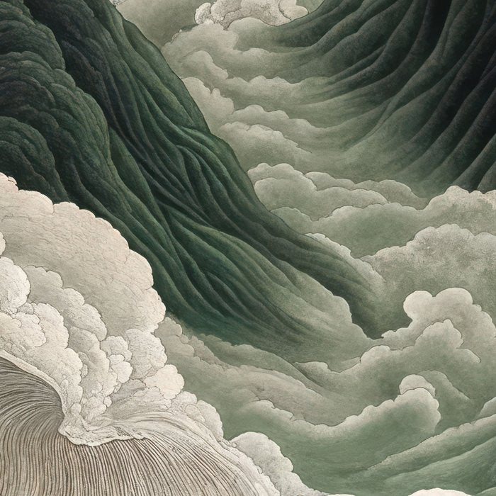 Japanese Wall Art Anime Poster Sage Green Wabi Sabi Painting Mountain Wall Art Coffee Mug Gallery Image 2