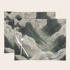 Japanese Wall Art Anime Poster Sage Green Wabi Sabi Painting Mountain Wall Art Placemat Gallery Image 1