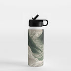 Japanese Wall Art Anime Poster Sage Green Wabi Sabi Painting Mountain Wall Art Water Bottle Gallery Image 1