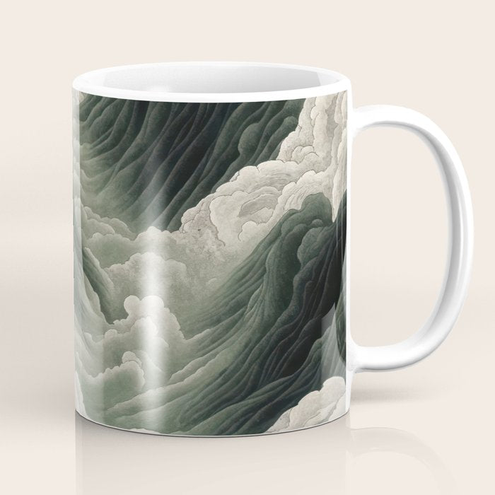 Japanese Wall Art Anime Poster Sage Green Wabi Sabi Painting Mountain Wall Art Coffee Mug Gallery Image 1
