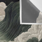Japanese Wall Art Anime Poster Sage Green Wabi Sabi Painting Mountain Wall Art Wall Tapestry Gallery Image 3