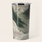 Japanese Wall Art Anime Poster Sage Green Wabi Sabi Painting Mountain Wall Art Travel Mug Gallery Image 1