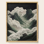 Japanese Wall Art Anime Poster Sage Green Wabi Sabi Painting Mountain Wall Art Serving Tray Gallery Image 1
