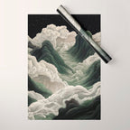 Japanese Wall Art Anime Poster Sage Green Wabi Sabi Painting Mountain Wall Art Wrapping Paper Gallery Image 1