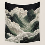 Japanese Wall Art Anime Poster Sage Green Wabi Sabi Painting Mountain Wall Art Wall Tapestry Gallery Image 4