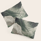 Japanese Wall Art Anime Poster Sage Green Wabi Sabi Painting Mountain Wall Art Pillow Sham Gallery Image 3