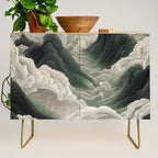 Japanese Wall Art Anime Poster Sage Green Wabi Sabi Painting Mountain Wall Art Credenza Gallery Image 1