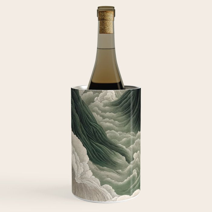 Japanese Wall Art Anime Poster Sage Green Wabi Sabi Painting Mountain Wall Art Wine Chiller Gallery Image 1
