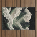 Japanese Wall Art Anime Poster Sage Green Wabi Sabi Painting Mountain Wall Art Outdoor Rug Gallery Image 1