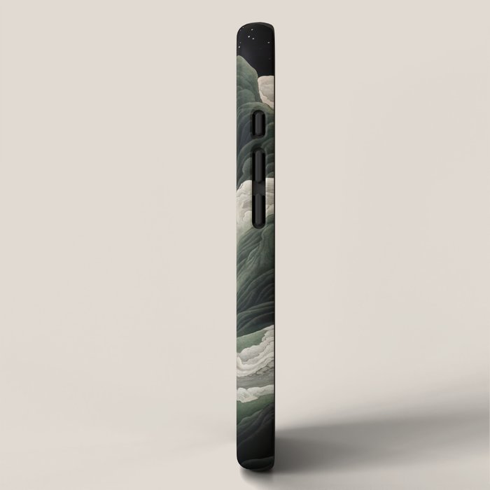 Japanese Wall Art Anime Poster Sage Green Wabi Sabi Painting Mountain Wall Art iPhone Case Gallery Image 2
