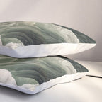 Japanese Wall Art Anime Poster Sage Green Wabi Sabi Painting Mountain Wall Art Pillow Sham Gallery Image 3