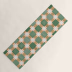 Retro plaid checks geometry Green Ocre Yoga Mat Gallery Image 1