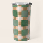 Retro plaid checks geometry Green Ocre Travel Mug Gallery Image 2