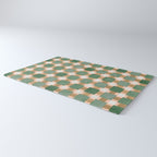 Retro plaid checks geometry Green Ocre Rug Gallery Image 3
