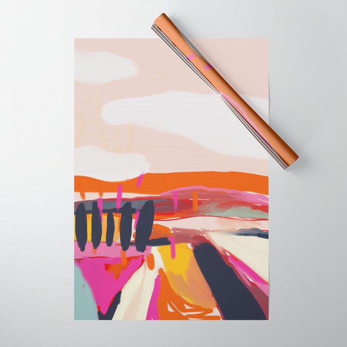 landscape pink peachy abstract Wrapping Paper Gallery Image 1