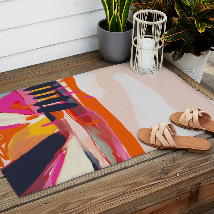 landscape pink peachy abstract Outdoor Rug Gallery Image 2