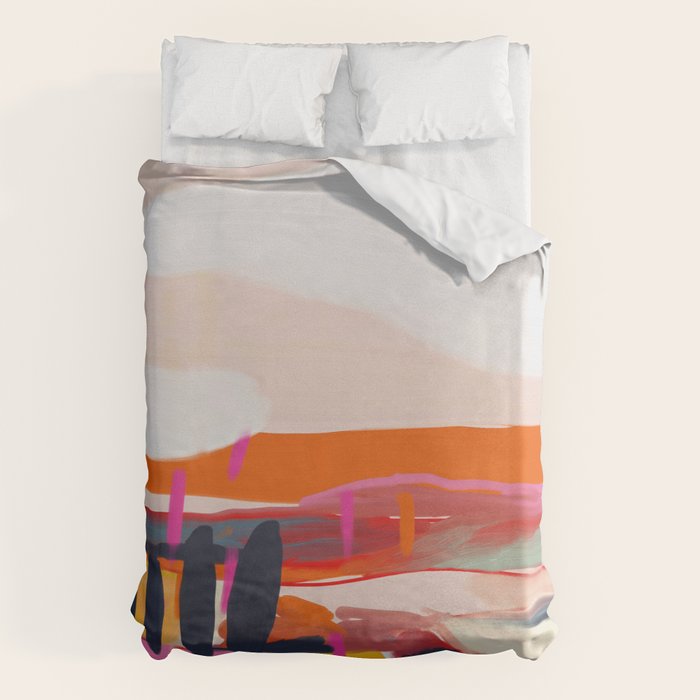 landscape pink peachy abstract Duvet Cover Gallery Image 1