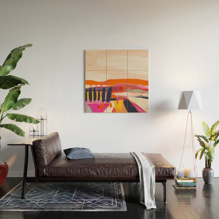 landscape pink peachy abstract Wood Wall Art Gallery Image 2