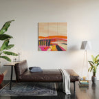 landscape pink peachy abstract Wood Wall Art Gallery Image 2