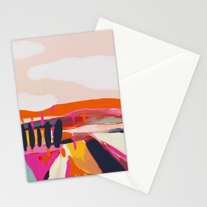 landscape pink peachy abstract Stationery Card Gallery Image 2