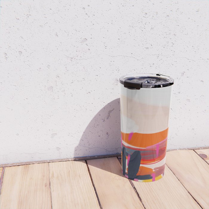 landscape pink peachy abstract Travel Mug Gallery Image 4