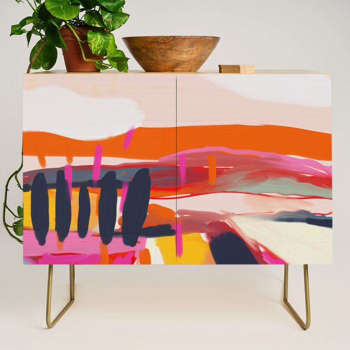 landscape pink peachy abstract Credenza Gallery Image 1