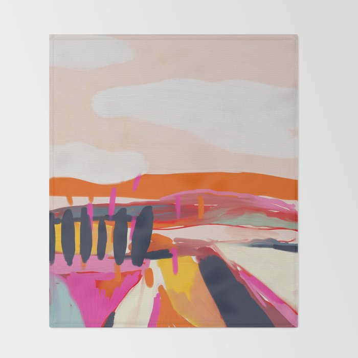 landscape pink peachy abstract Throw Blanket Gallery Image 2