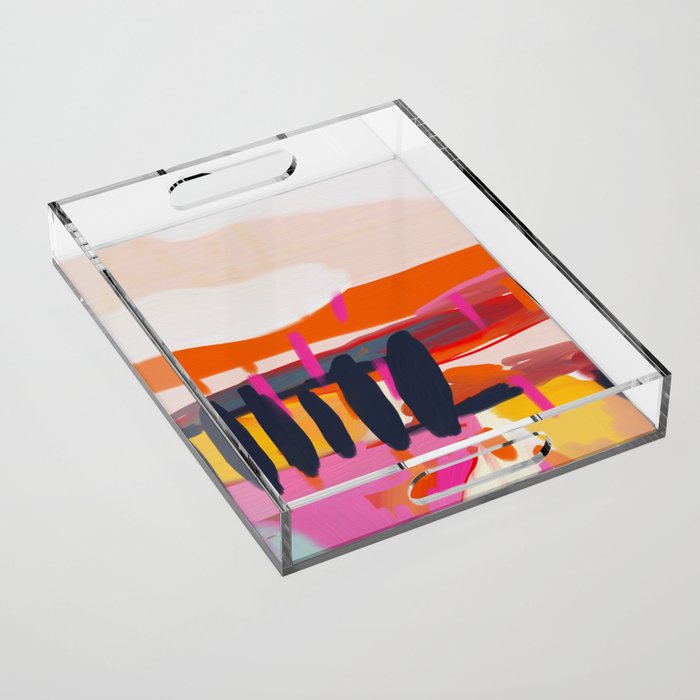 landscape pink peachy abstract Acrylic Tray Gallery Image 1
