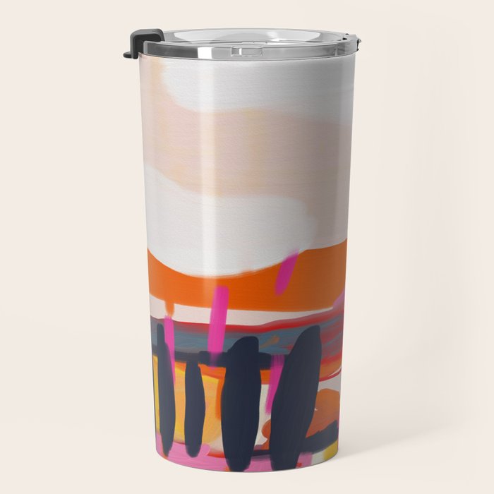landscape pink peachy abstract Travel Mug Gallery Image 3