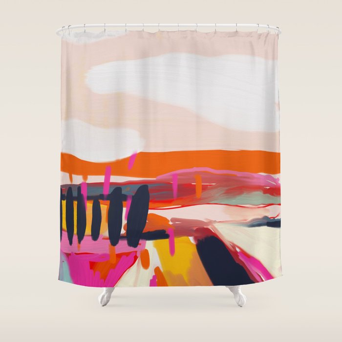 landscape pink peachy abstract Shower Curtain Gallery Image 1