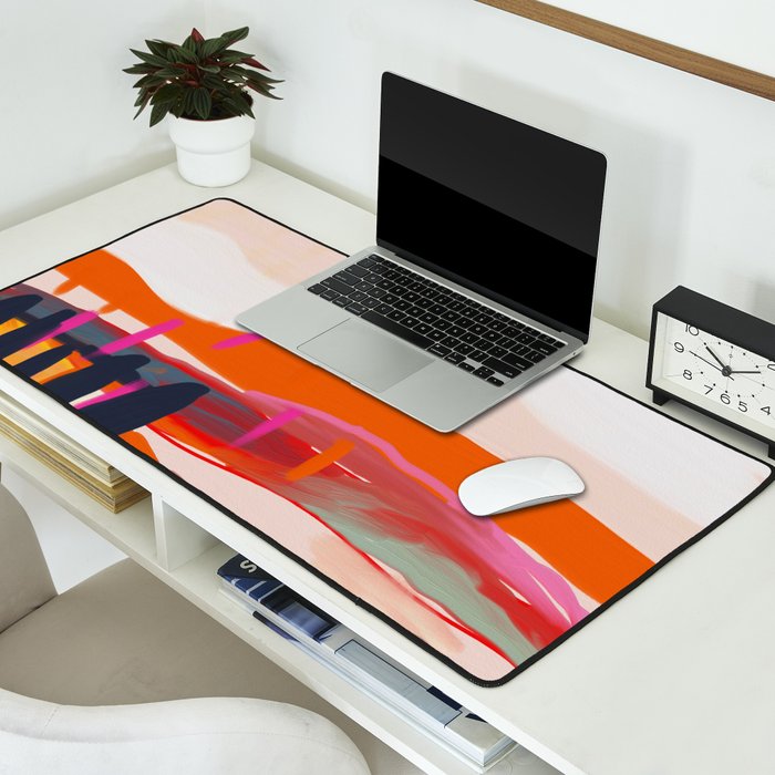 landscape pink peachy abstract Desk Mat Gallery Image 2