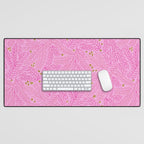 Winter Berries & Pine Branches in Pink & Gold Desk Mat Gallery Image 1